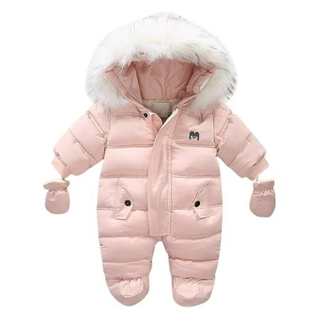 Cathalem Toddler Girl Snowsuit Kids Snowsuit Baby Girls One-Piece Puffer Winter Snowsuit with Hood (Newborn & Infant) (Pink 9-12 Months) | Walmart (US)