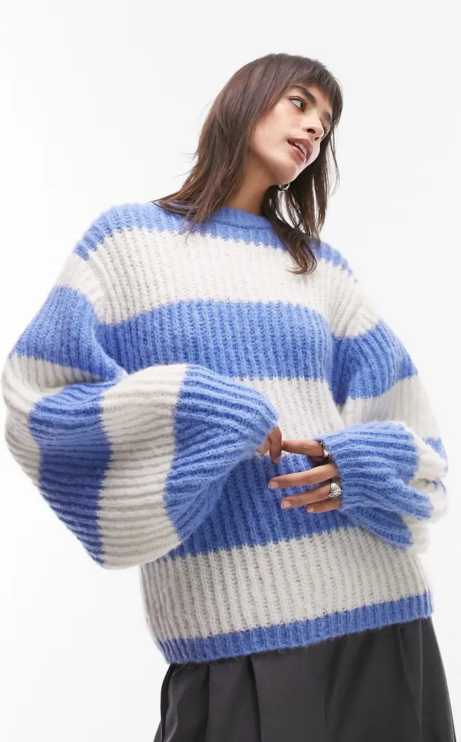 Topshop Stripe Balloon Sleeve Sweater | Nordstrom | Nordstrom