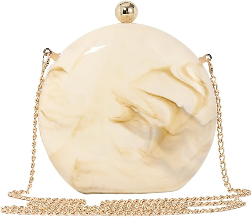Acrylic Clutch Purse For Women, Designer Handbags Wedding Guest Bag Round Shaped Evening Bag Shel... | Amazon (US)