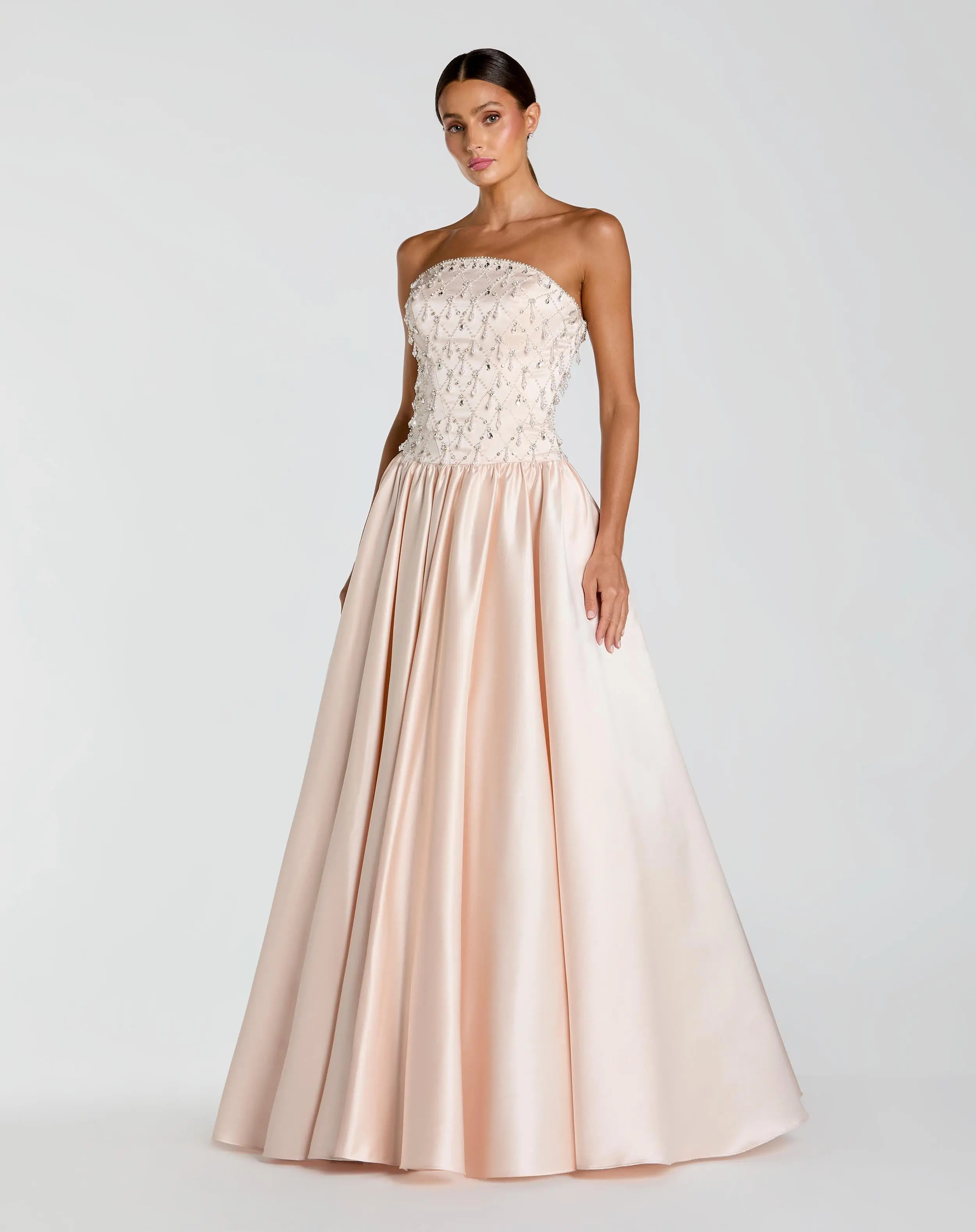 Light Pink Embellished Strapless Ball Gown | Mac Duggal | Mac Duggal