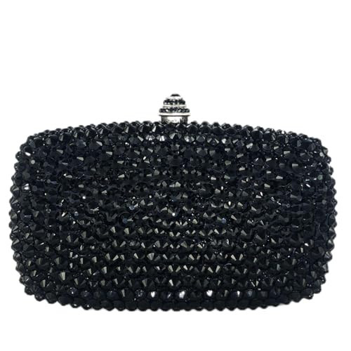 Boutique De FGG Mini Black Crystal Clutch Purse for Women Formal, Spikes Rhinestone Clutch Evening Bag, Wedding Party Handbag | Amazon (US)