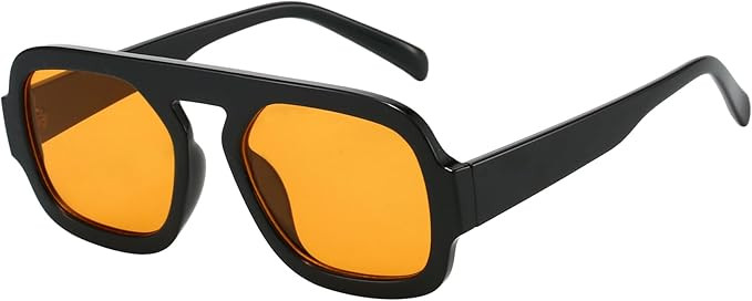 Trendy Square Aviator Sunglasses for Women Flat Top Designer Stylish Frame Sun Glasses Vintage Sh... | Amazon (US)