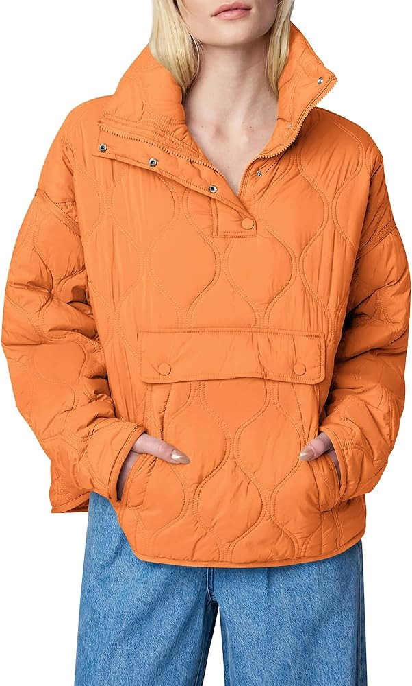 Womens Puffer Jacket Pullover Half Zip Up Quilted Lightweight Jackets Coat | Amazon (US)
