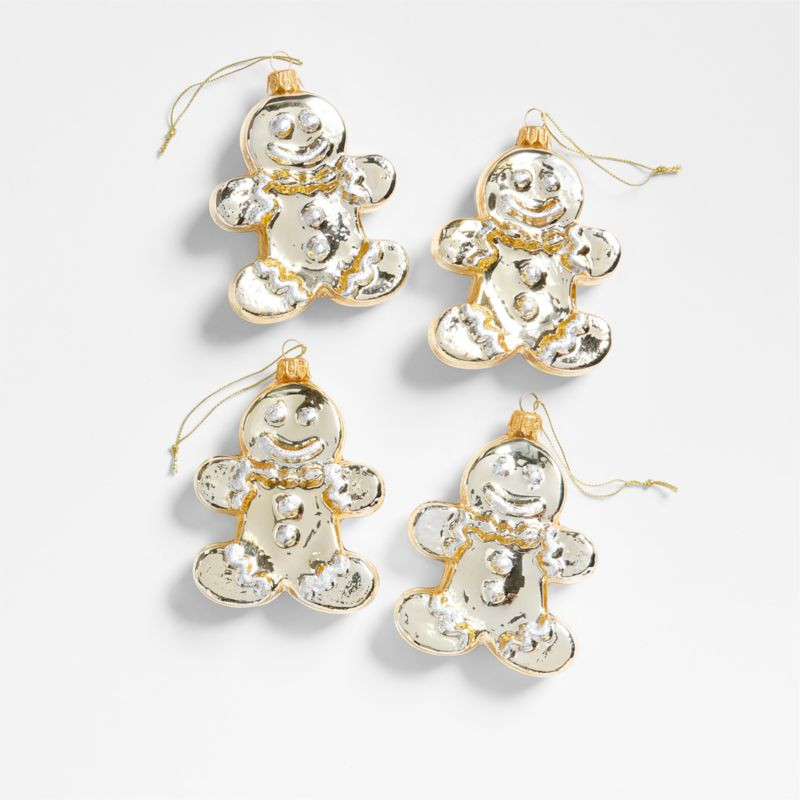 Glass Gingerbread Christmas Tree Ornament, Set of 4 | Crate & Barrel | Crate & Barrel