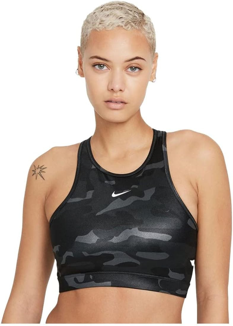 Nike Dri-FIT Swoosh Women’s Medium-Support 1-Piece Pad High-Neck Sports Bra | Amazon (US)