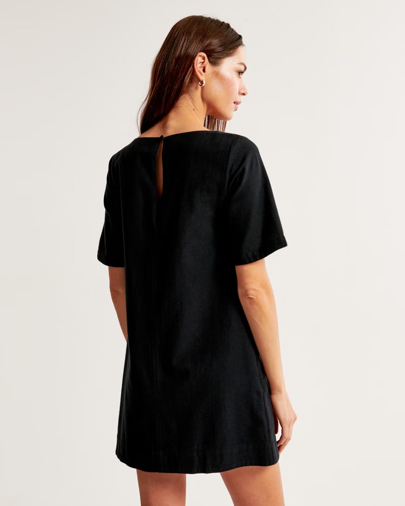Women's Linen-Blend T-Shirt Dress | Women's | Abercrombie.com | Abercrombie & Fitch (US)
