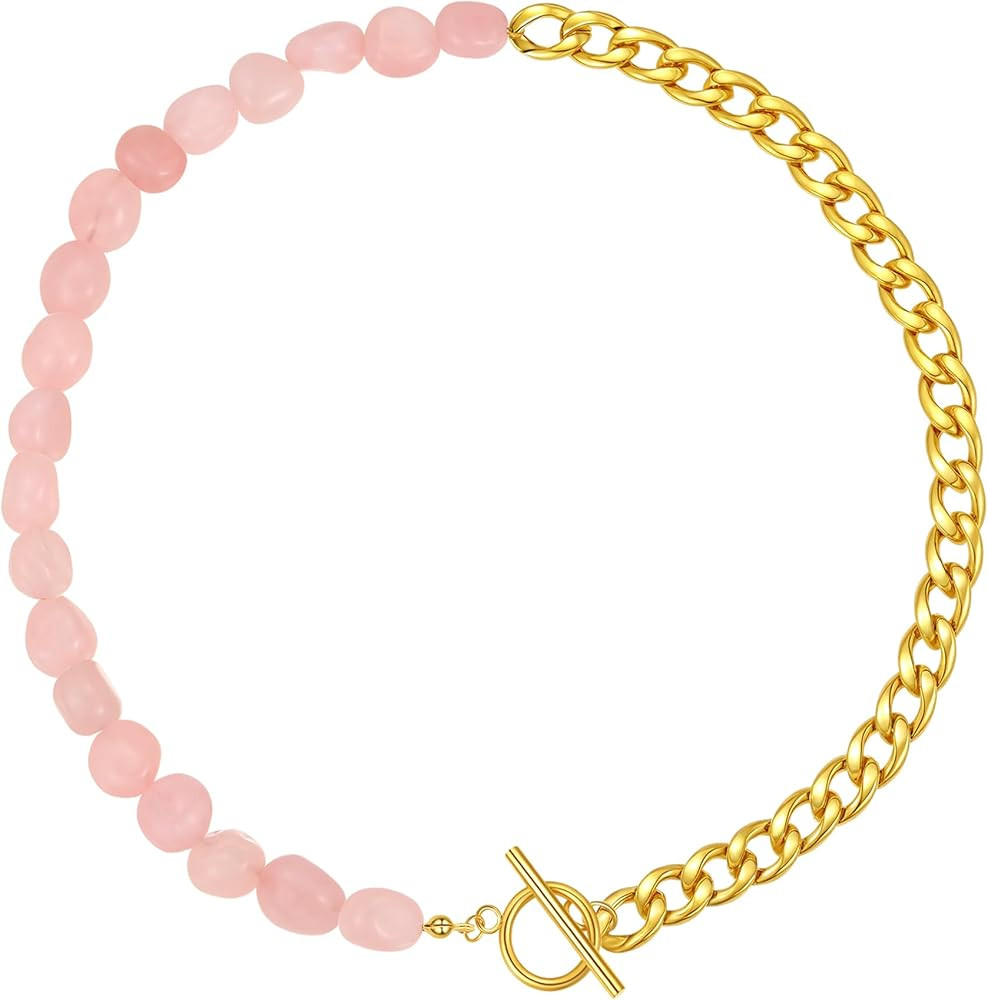 Wellike Beaded Necklaces For Women Dainty Healing Crystal Handmade Gold Choker Necklace 18k Gold ... | Amazon (US)