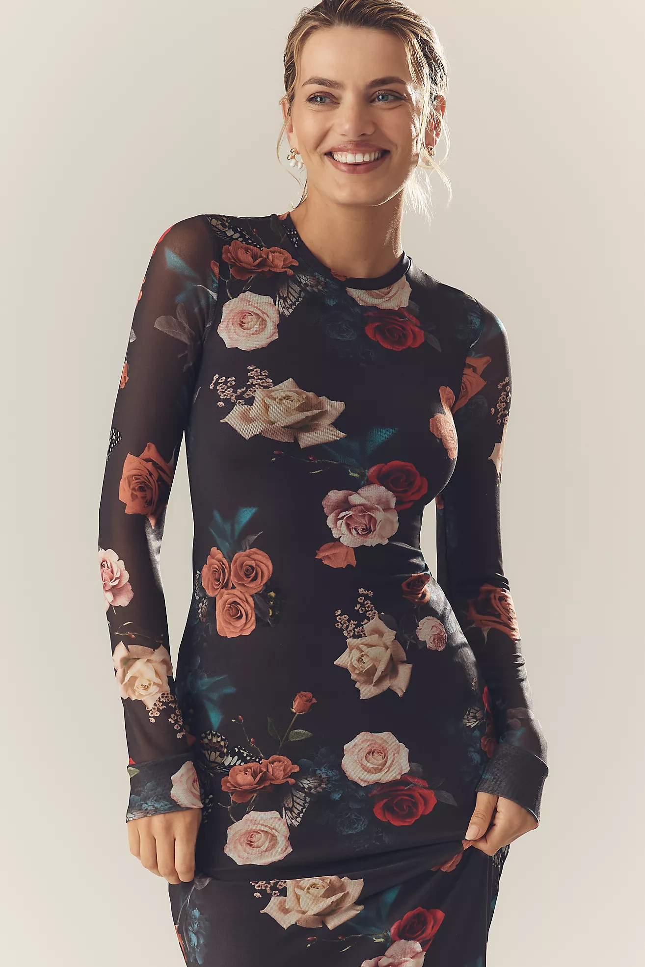 AFRM Didi Long-Sleeve Mesh Maxi Dress | Anthropologie (US)