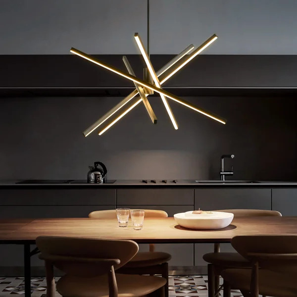 Burcker 4 - Light Aluminum Dimmable LED Modern Linear Chandelier | Wayfair North America
