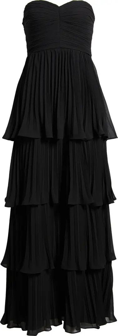 Lulus Strapless Pleated Tiered Gown | Nordstrom | Nordstrom