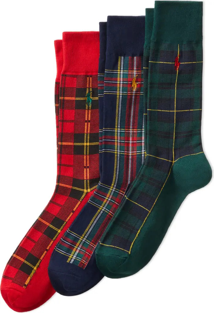 Polo Ralph Lauren Tartan Assorted 3-Pack Crew Socks Gift Box | Nordstrom | Nordstrom