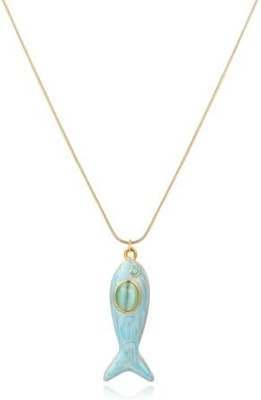 Boho Summer Fish Sea Pendant Charms Necklace For Women,Colored Seashore Ocean Holiday Stainless S... | Amazon (US)