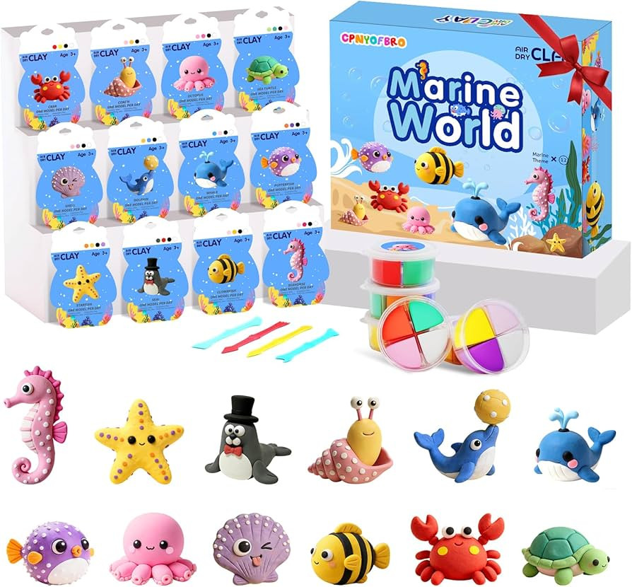 Air Dry Clay Kit - 12 Marine Animal Modeling Clay for Kids, Complete DIY Clay Craft Set with Scul... | Amazon (US)