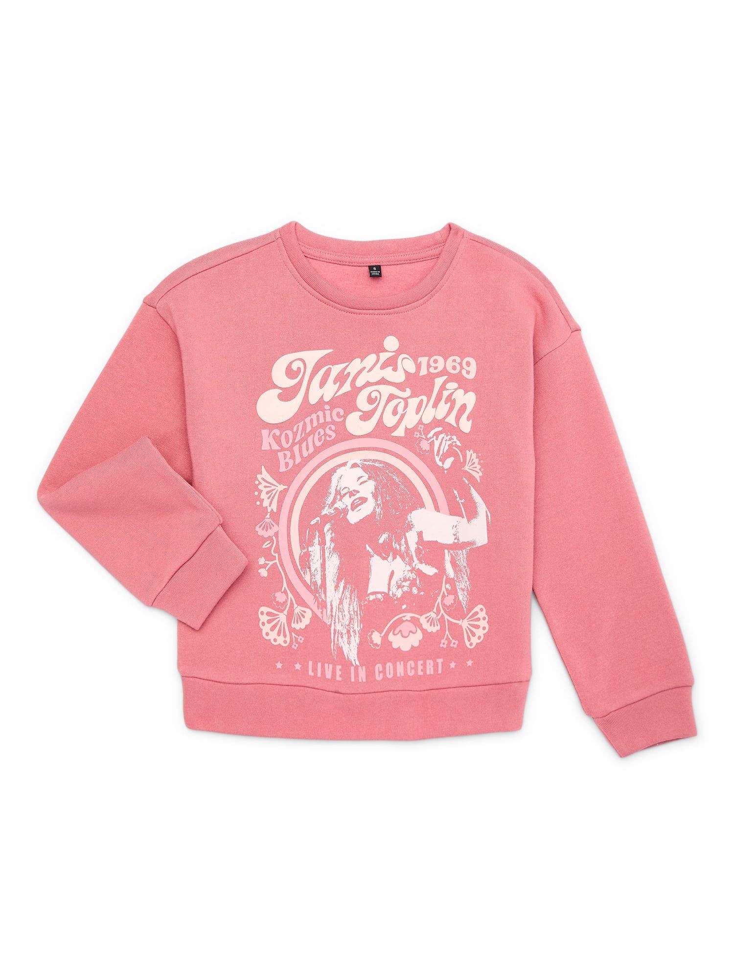 Janis Joplin Girls Graphic Print Sweatshirt, Sizes 4-16 - Walmart.com | Walmart (US)