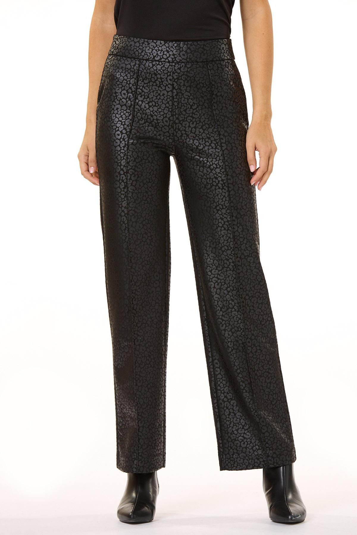 Faux Suede Leopard Straight Pants | Cato Fashions