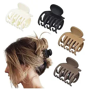 DEEKA Double Row Teeth Hair Clips Small Claw Clips for Thin Hair 4 Pack 1.6" Medium Matte Non-sli... | Amazon (US)