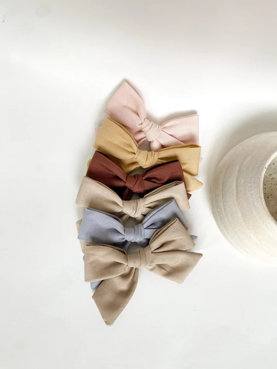 Neutral Hair bows set of 6 baby headbands  toddler hair | Etsy | Etsy (US)