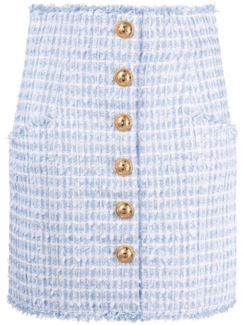embossed-button tweed skirt | Farfetch (US)