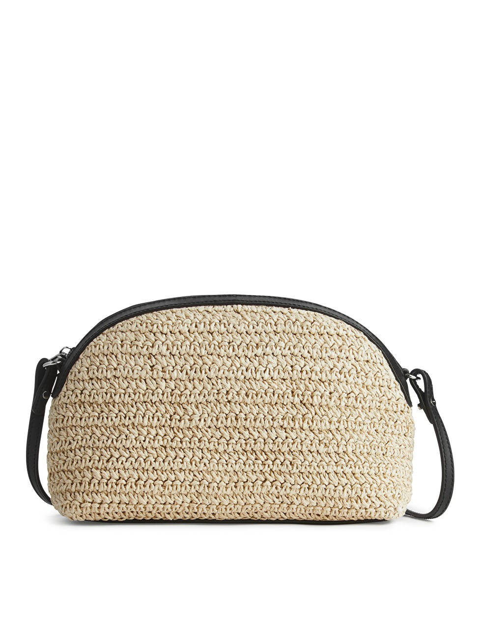 Half-Moon Straw Crossbody Bag - Beige/Black - ARKET GB | ARKET (US&UK)