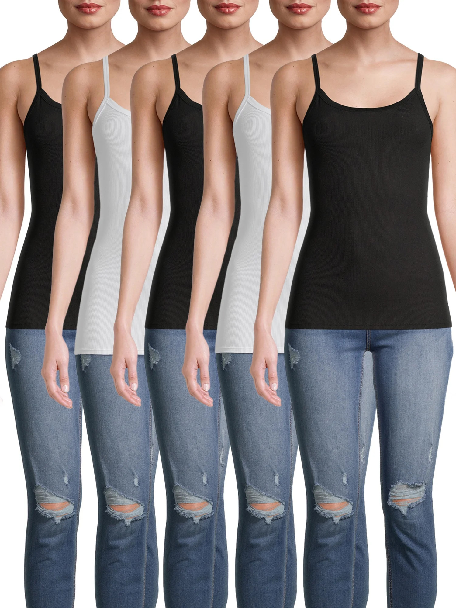 No Boundaries Juniors' Ribbed Cami Top, 5-Pack | Walmart (US)