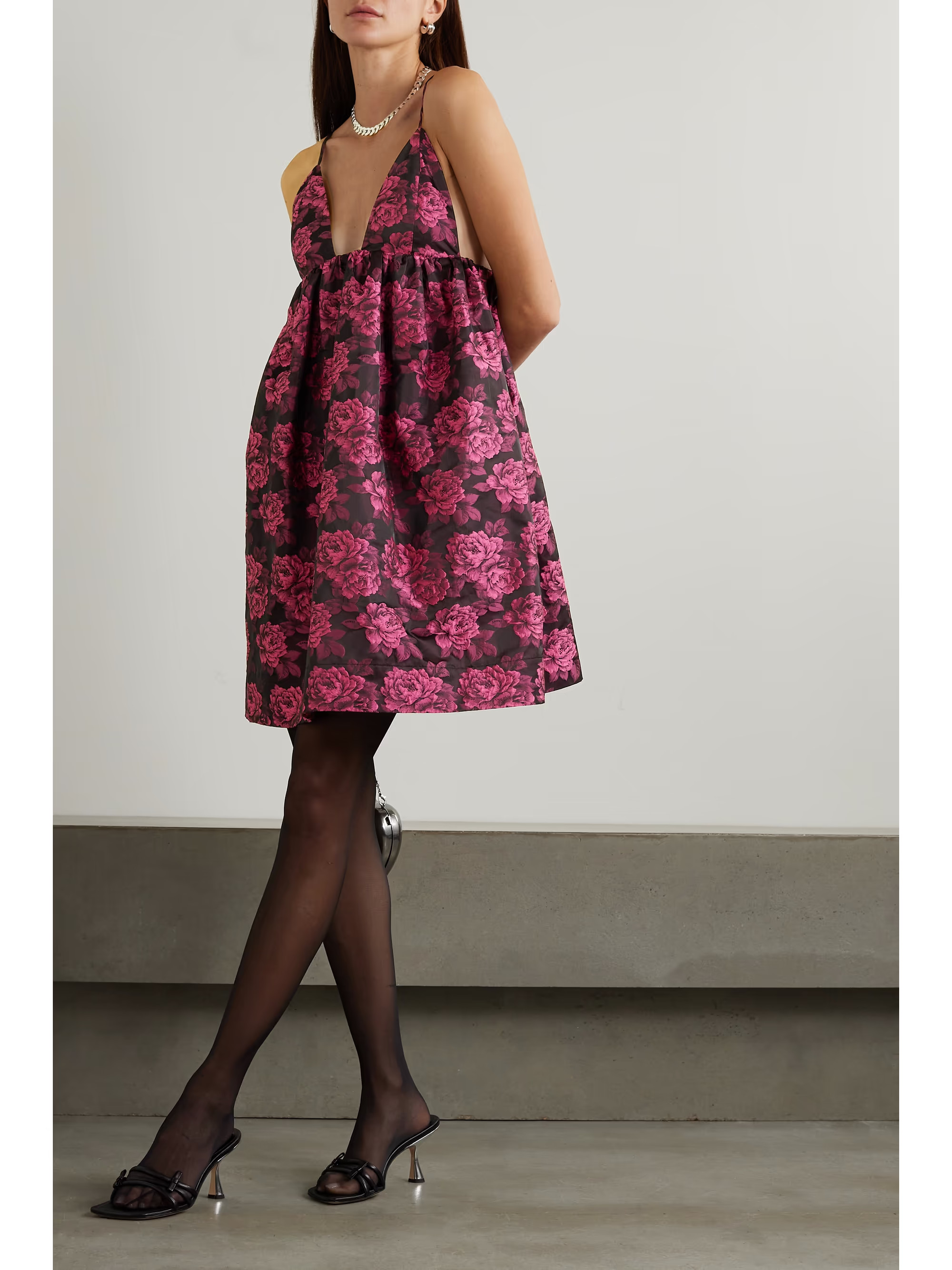 Mini-robe en jacquard recyclé à fronces | NET-A-PORTER (UK & EU)