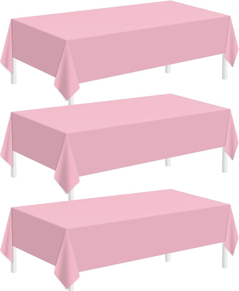 Childom 3 Pack Plastic Tablecloths for Rectangle Tables 54" x 108" Pink Disposable Table Cloths f... | Amazon (US)