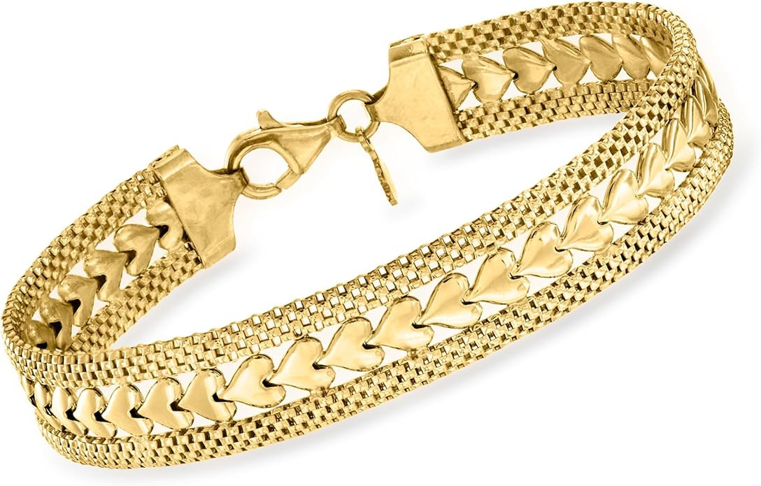 Ross-Simons Italian Silver Heart Motif Bracelet | Amazon (US)