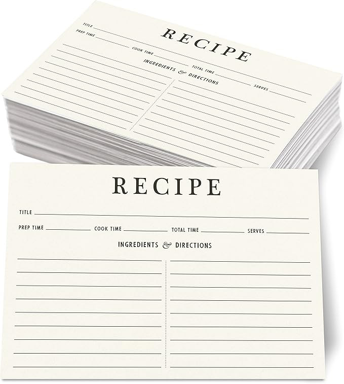 Neatz Classic Recipe Cards 4x6 Inches, 50 count, Double Sided. Thick Card Stock. Perfect for Reci... | Amazon (US)