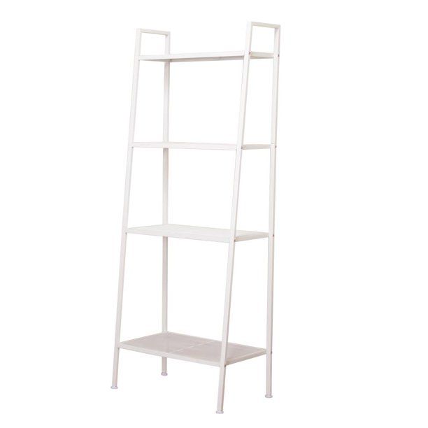 Ktaxon 4-Tier Bookcase Bookshelf Leaning Wall Shelf Rack Ladder Storage Furniture White | Walmart (US)