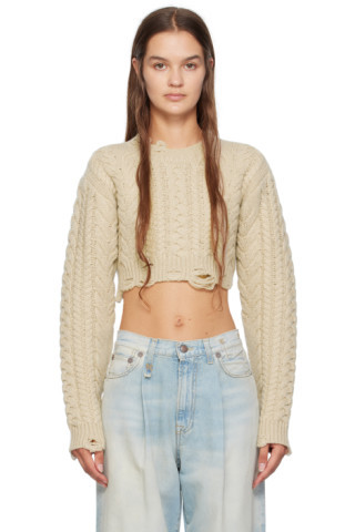 R13 - Beige Cropped Sweater | SSENSE