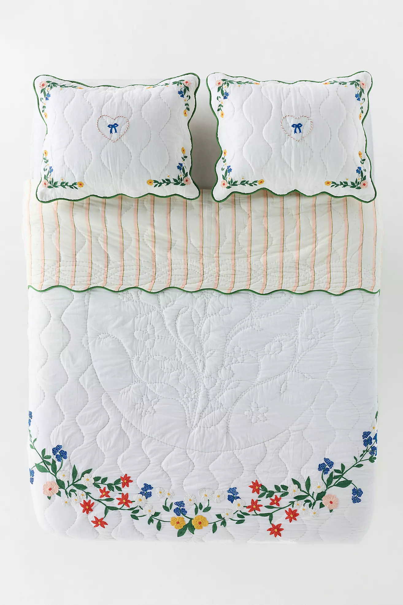 Juni Cotton Embroidered Floral Quilt | Anthropologie (US)