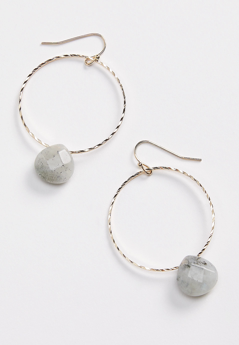 Gold Stone Pendant Hoop Earrings | Maurices
