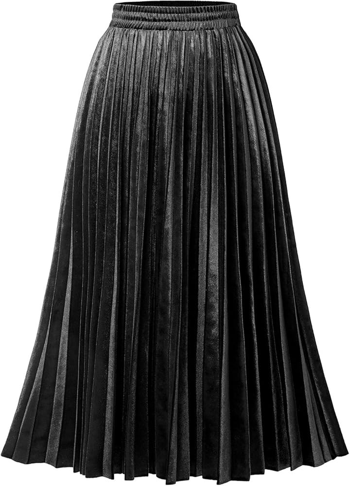 DRESSTELLS Pleated Midi Skirts for Women Midi Long Chiffon High Waisted A Line Skirts Shirring Sw... | Amazon (US)