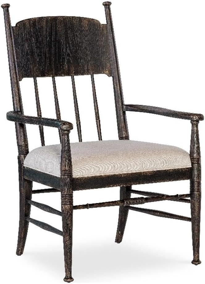 BOWERY HILL Contemporary Arm Chair, Beige Fabric Upholstered Seat, Spindle Back with Carved Accen... | Amazon (US)