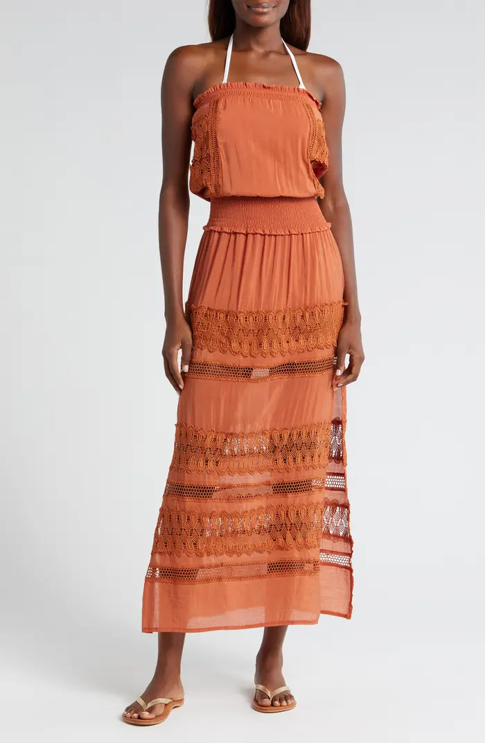 Elan Lace Strapless Cover-Up Maxi Dress | Nordstrom | Nordstrom
