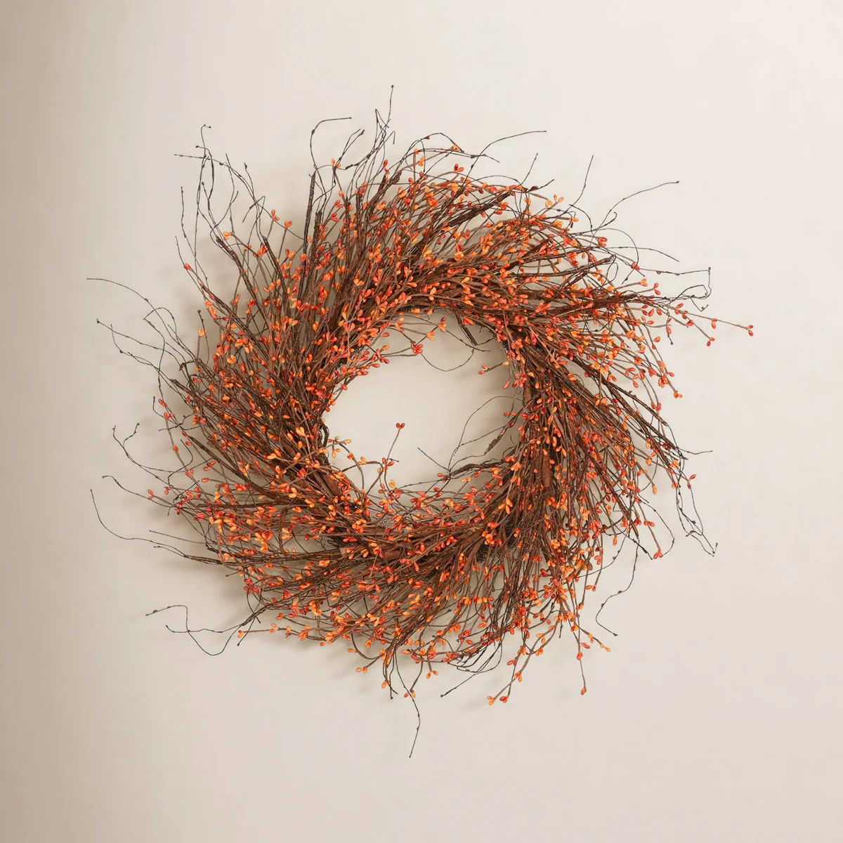 26" Artificial Farmhouse Fall Harvest Thanksgiving Day Twig Berry Front Door Wreath | Wayfair North America