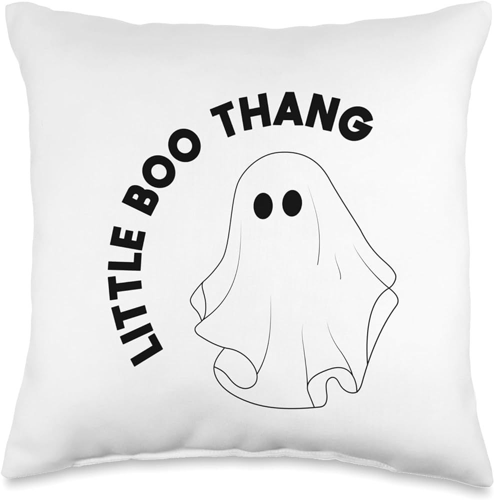 Wanderlissa Ghost Little Boo Thang Cute Minimal Halloween Throw Pillow, 16x16, Multicolor | Amazon (US)