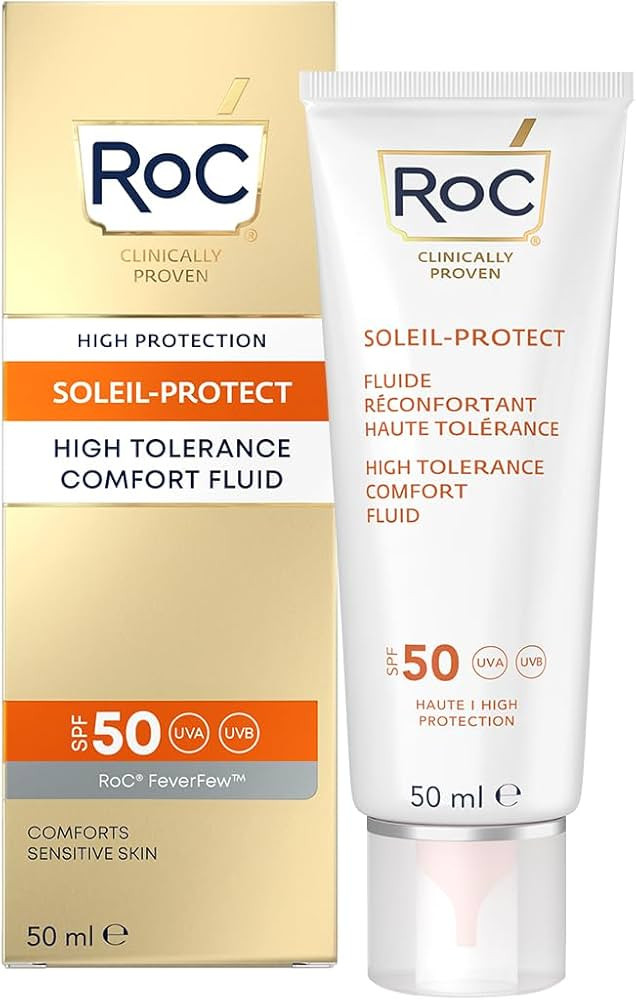 RoC - Soleil-Protect High Tolerance Comfort Fluid SPF 50 - UVA/B Protection - Face Moisturiser - ... | Amazon (UK)