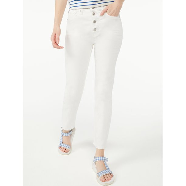Free Assembly Women's Essential Slim Jeans with Exposed Button Front - Walmart.com | Walmart (US)