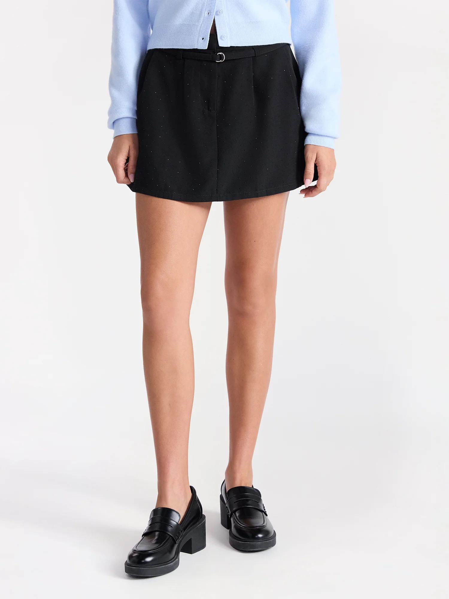 No Boundaries Embellished Pleated Mini Skirt, Women's | Walmart (US)