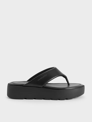 V-Strap Flatform Thong Sandals
    
         - Black | Charles & Keith UK