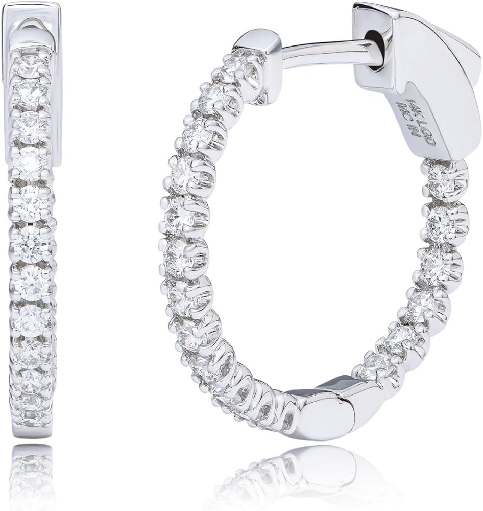 Amazon Essentials IGI Certified 0.5 Carat Genuine Lab Grown Diamond Hoops - 14k Solid Gold Inside... | Amazon (US)