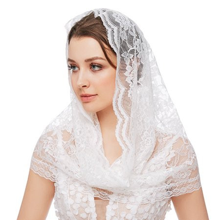 Latin Mass Veil Floral Lace Mantilla Head Covering Infinity Church Veils | Walmart (US)