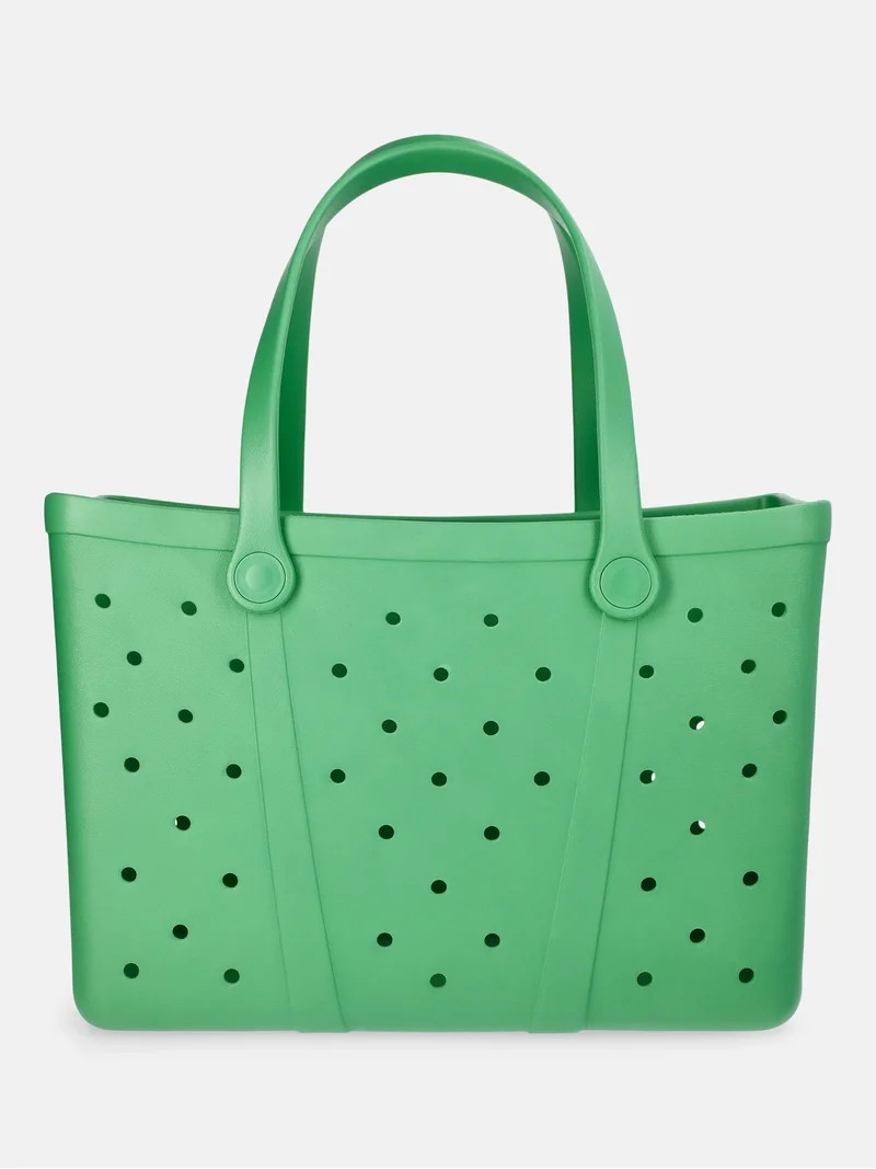 Time and Tru Women's Waterproof EVA Beach Tote Bag, Green | Walmart (US)