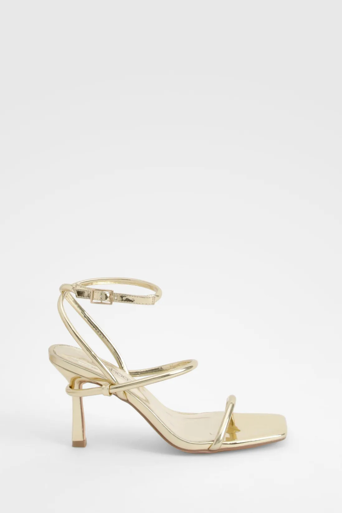 Metallic Padded Strappy High Heels | Boohoo.com (UK & IE)