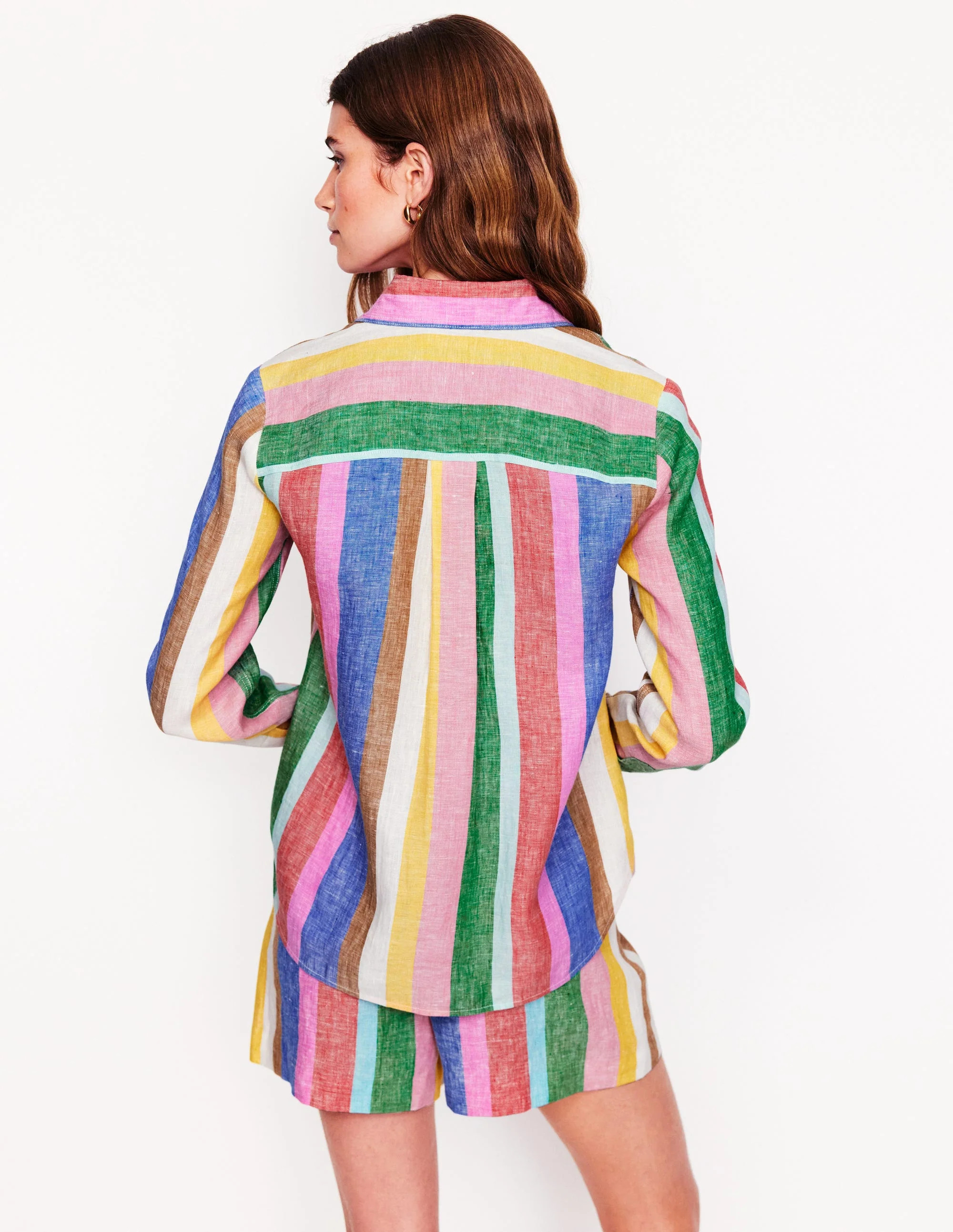 Sienna Linen Shirt-Bright Rainbow Stripe | Boden (US)