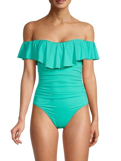 Island Ruched Off-The-Shoulder One-Piece Swimsuit | Saks Fifth Avenue OFF 5TH