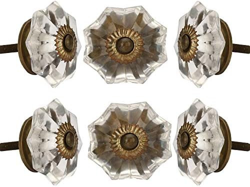 Perilla Home Set of 6 Crystal Knobs for Cabinet & Drawers Decorative Glass Knobs for Home Kitchen... | Amazon (US)
