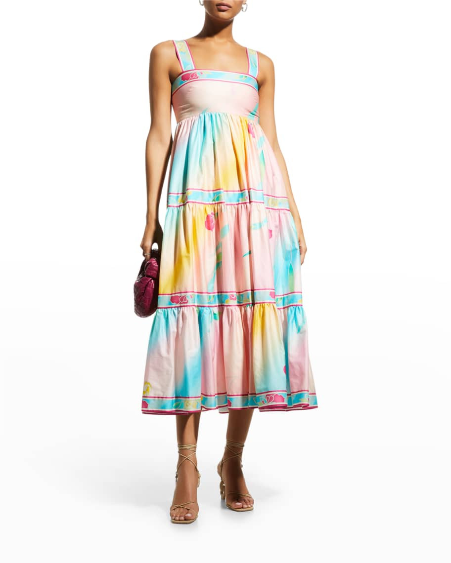 Hunter Bell NYC Rita Gradient Empire Midi Dress | Neiman Marcus