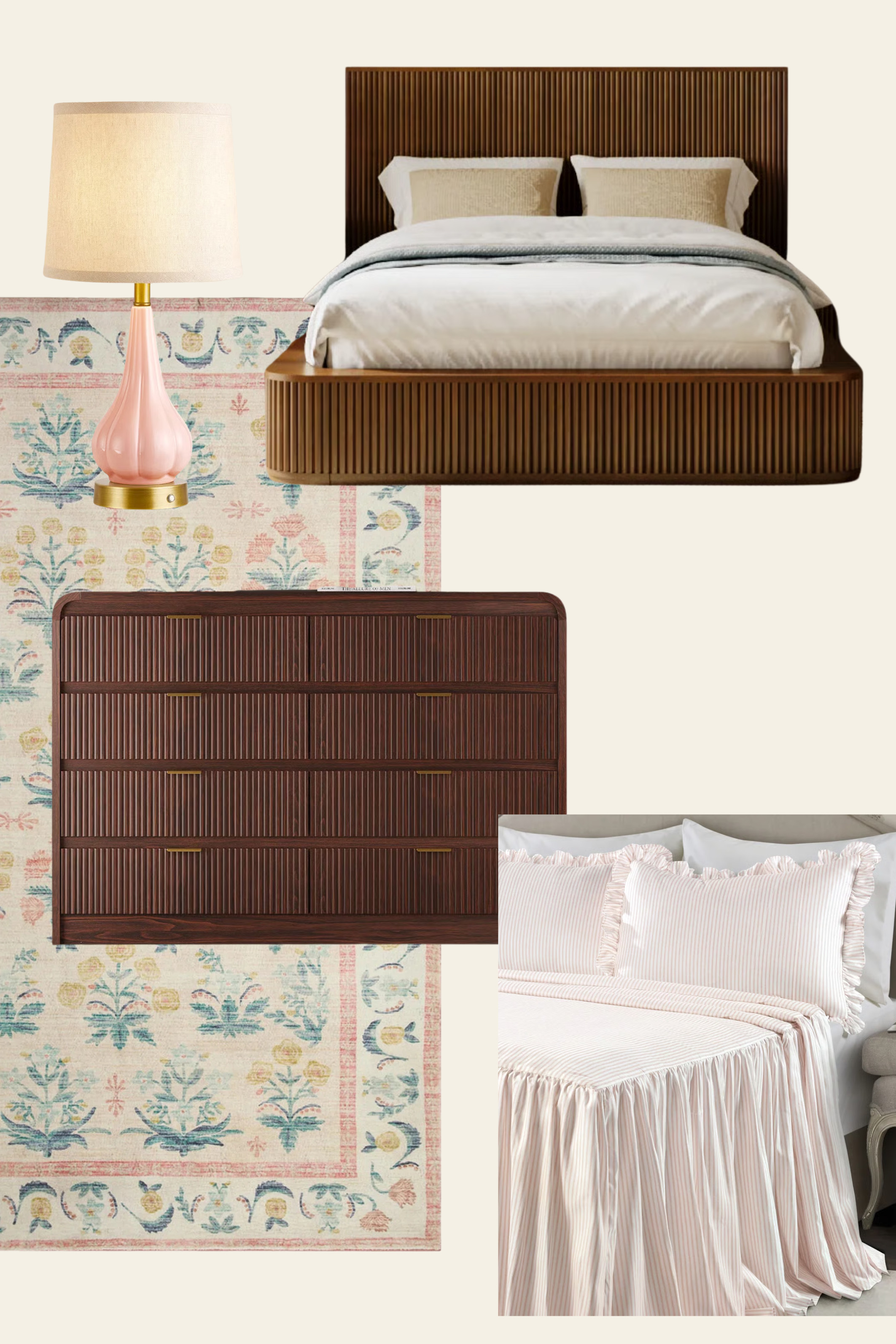 Warm Wood & Pink Accents Bedroom Inspo | Wayfair Finds

Create a cozy yet modern bedroom with these Wayfair finds. A rich wood slatted bedframe and matching dresser bring warmth and texture, while soft ruffled bedding adds a feminine touch. The floral rug brightens the space with cheerful colors, and the blush pink lamp ties the look together for a balanced mix of chic and inviting style. Perfect for anyone who loves modern design with a soft twist.

Wayfair bedroom inspo, wood slatted bedframe, modern wood dresser, blush pink lamp, ruffle bedding, striped bedding, floral rug, chic bedroom decor, warm wood furniture, modern feminine bedroom, cozy stylish bedroom, pink and wood decor, Wayfair home finds, modern classic bedroom, bedroom design inspo. 

 #LTKHome